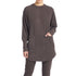 Weekend Brushed Sweater with Button Back - Brown